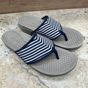 Baretraps Sandals Womens Size 8M Navy/ White Dasie Slides Thongs Striped